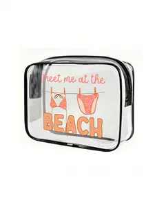 Waterproof PVC Beach Bag, Shell and Starfish Decor, Lightweight Sunscreen Makeup Bag, Unisex Summer Travel Bath Bag, Large Capacity