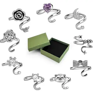 9pcs Ring for Crocheting Tension Ring, Yarn Guide Tension Rings, Fidget Rings Set, Accessories for Mother Gifts (silver)