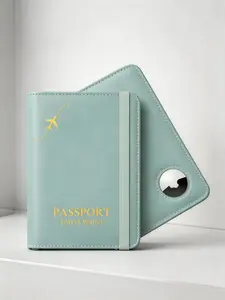 Travel Passport Holder with AirTag Slot, Leather RFID Blocking Passport Wallet for Women Men, Passport Cover Case Fits Cards & ID