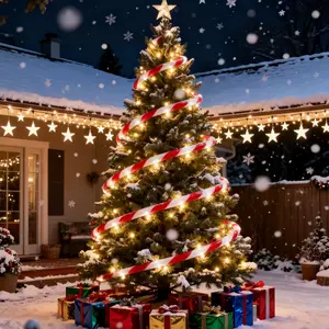 Candy Cane Red White Rope Light ABS Material Lightweight Waterproof Vibrant Red LED Indoor Outdoor Decoration Flexible Easy Install Low Energy Consumption