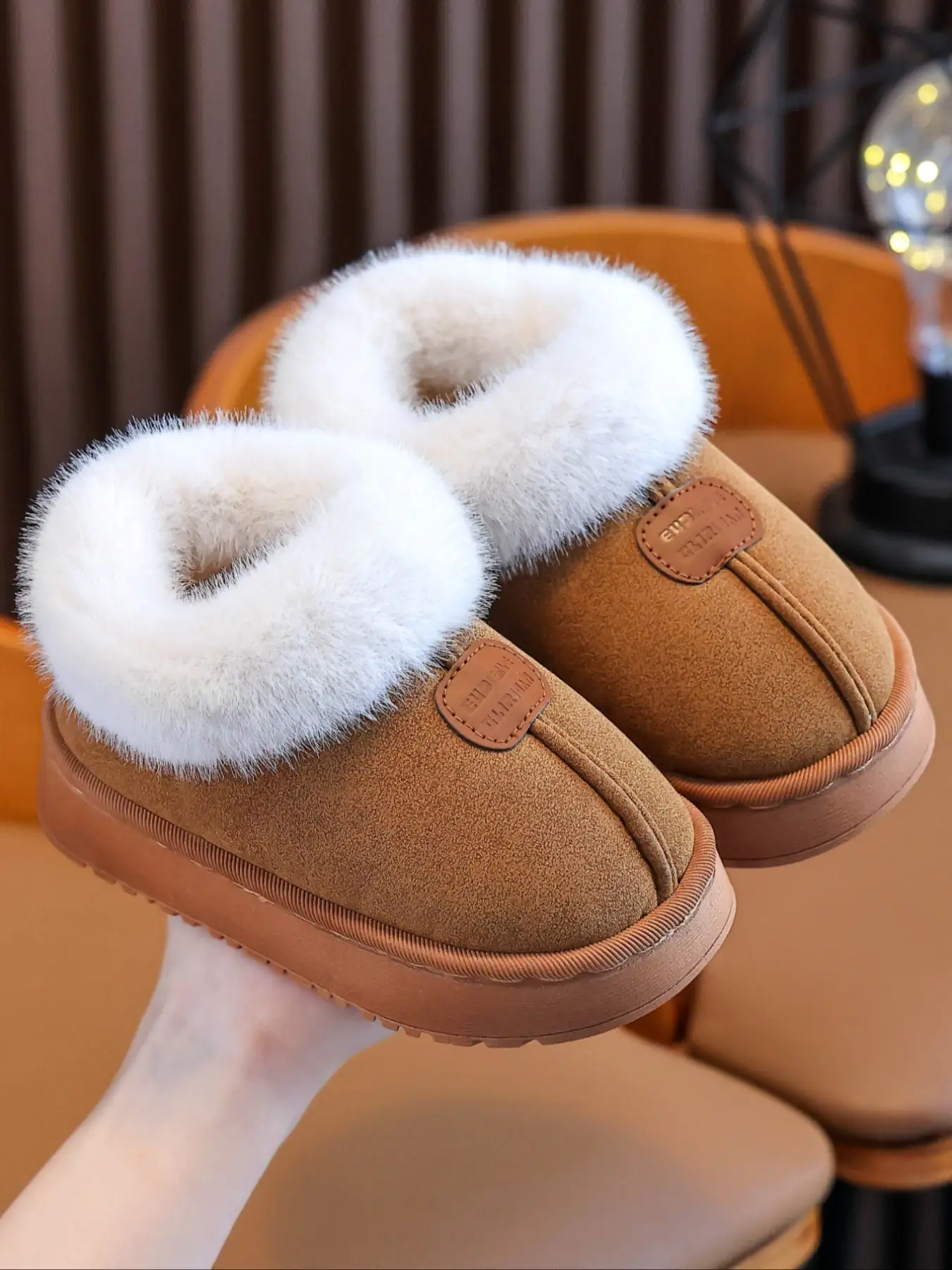 Fall Winter New Style Shoes, Soft Sole Comfortable Fashion Plush Fuzzy Boots for Boys & Girls, Indoor Home Wear