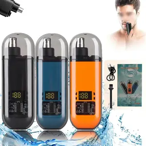 portable nose Nose Hair Trimmer for Men Women, Rechargeable Trimmer, Painless Eyebrow Facial Hair Shaver, LED Display Nose Clipper, Waterproof Dual Edge Blades Clipper for Easy Cleaning
