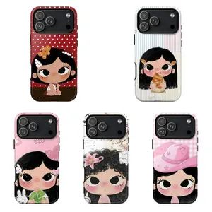 Cute Cartoon Doll Phone Case Kawaii Pastel & Food Aesthetic Design Compatible for iPhone 17 16 15 14 13 12 11 and for Samsung S21-S25 Ideal Gift for Sweet Girl