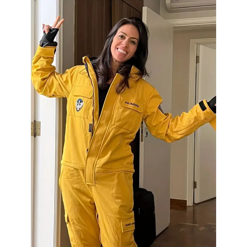 Women's Hooded Ski Jumpsuit, Solid Color Polyester Activewear Clothing with Pockets for Outdoor Snow Sports, Premium Outdoor Apparel, Sportswear Clothing, Female