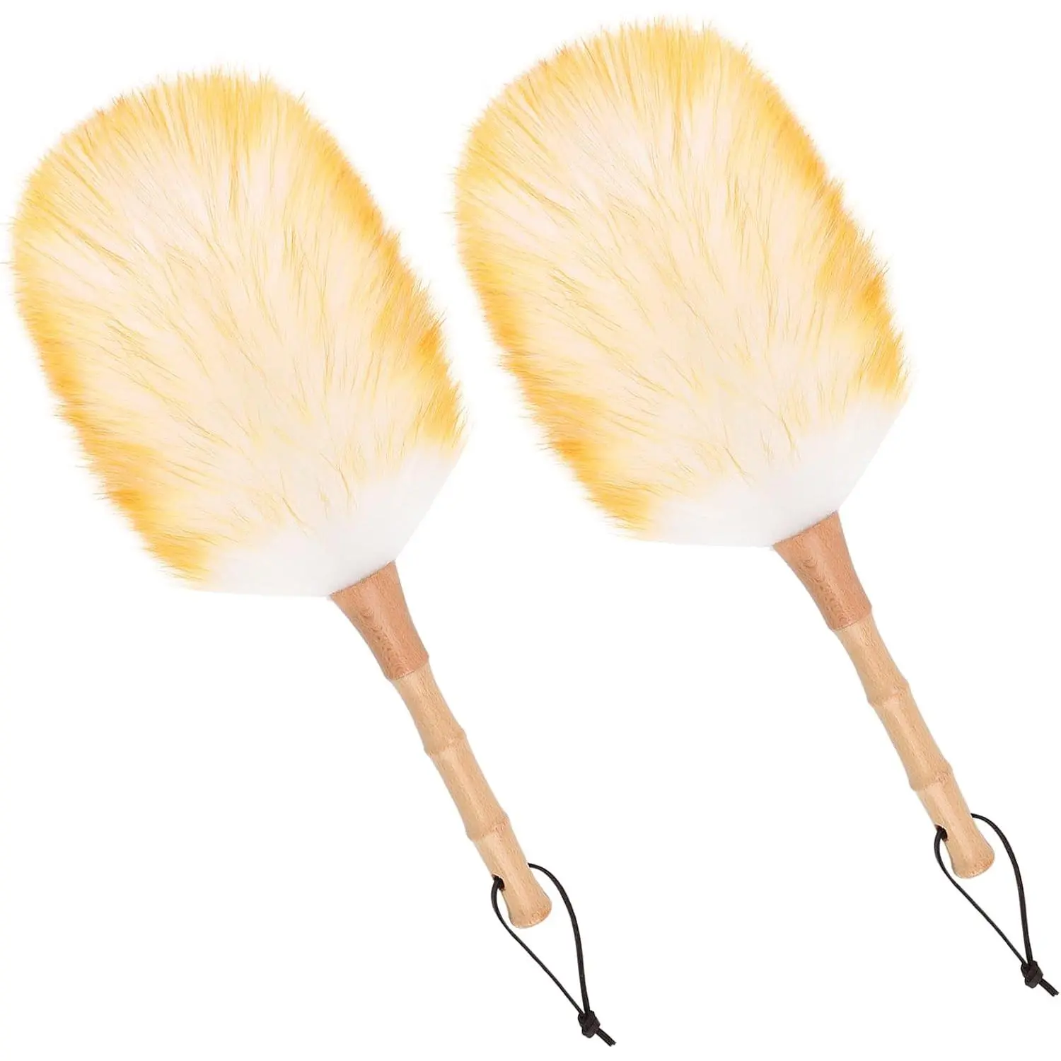 Lambswool Duster for Cleaning with Solid Wooden Handle Leather Hang Strap 14.9 inch   Duster for Cleaning Ceiling Fans Window Blinds  Furniture(2 Pack)