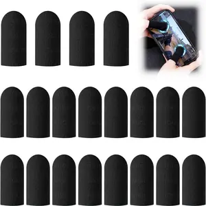 [20pcs] Mobile Phone Game Finger Sleeves, Carbon, Gamer Finger & Thumb Sleeves, Mobile Gaming Stabilizer Anti-Sweat Breathable,Gaming Sleeve,Thumbs Finger Gloves Cover Sleeve for League of Legend, PUBG, Rules of Survival, Knives Out Black Carbon Fibre