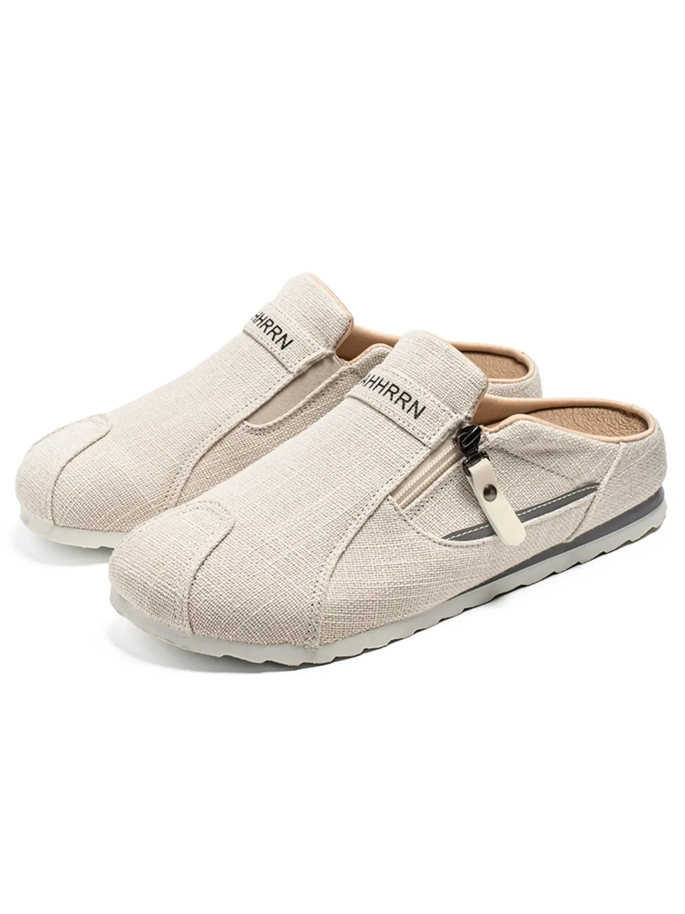 Men's Linen Canvas Slip-On Mules, Streetwear Mules, Casual All-Season Footwear, Comfortable PVC Sole, Ideal for Daily Use and Shopping, Walking Shoes