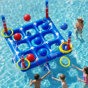 [DealsForYouDays]Pool Party Toys Games Set - Giant Inflatable Tic Tac Toe Float Game, Outdoor Pool Games for Adults Kids Family Pool Toys for 2-10 Players, Fun Swimming Beach Yard Activities with 10 Balls for Ages 6+ summerwins