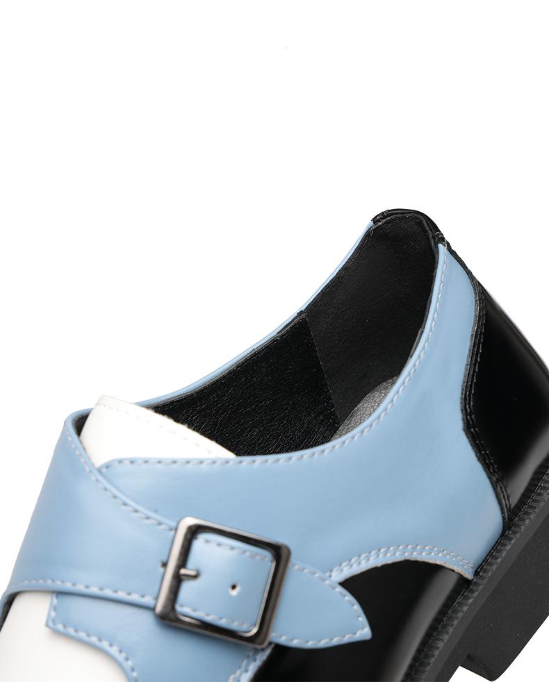 Men's Multi-Color Monk Strap Dress Shoes, Black Blue White Formal Leather Shoes13809