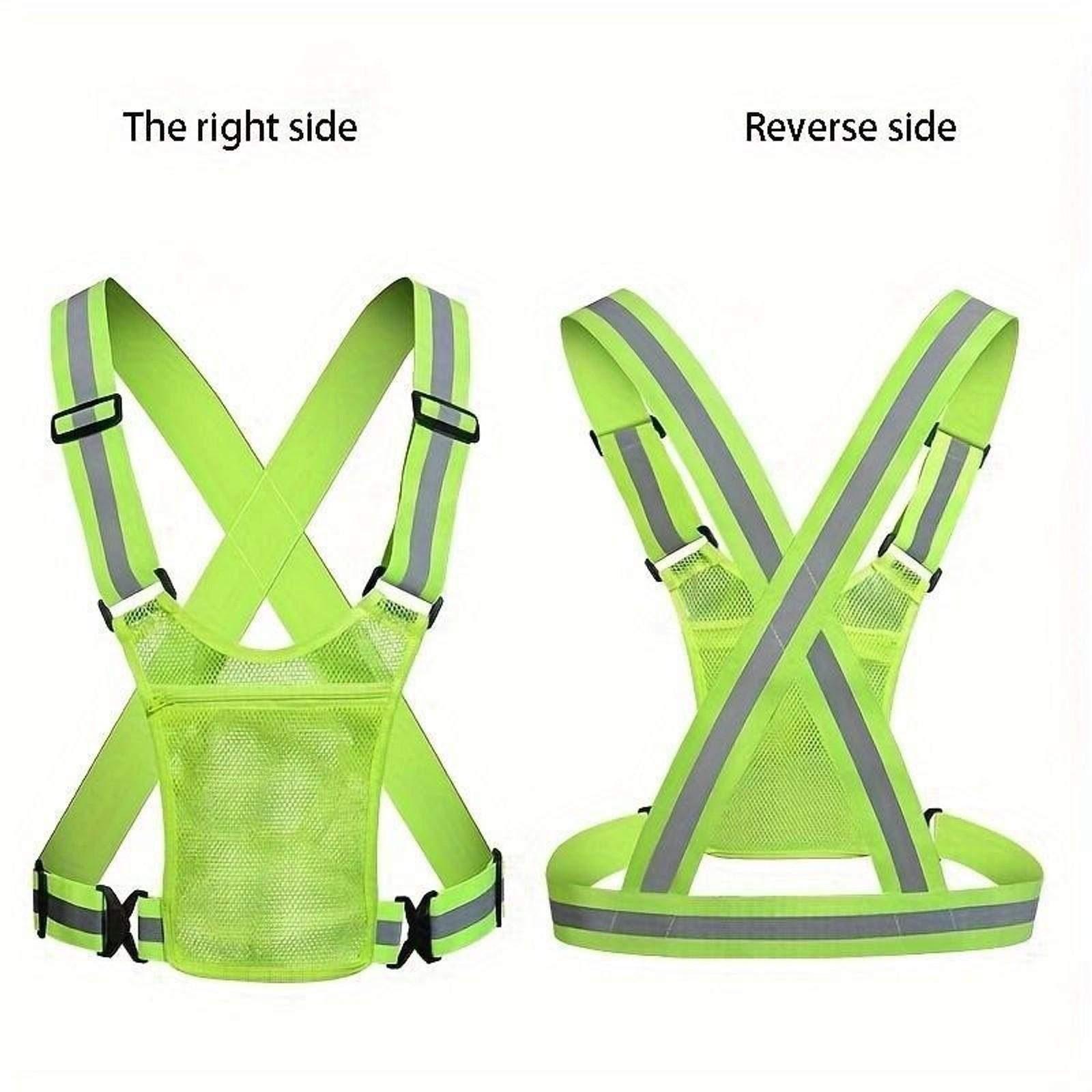 High-Visibility Reflective Vest, Lightweight Polyester Design with Pockets for Outdoor Running & Biking, Universal Secure Fit, Adjustable, Durable