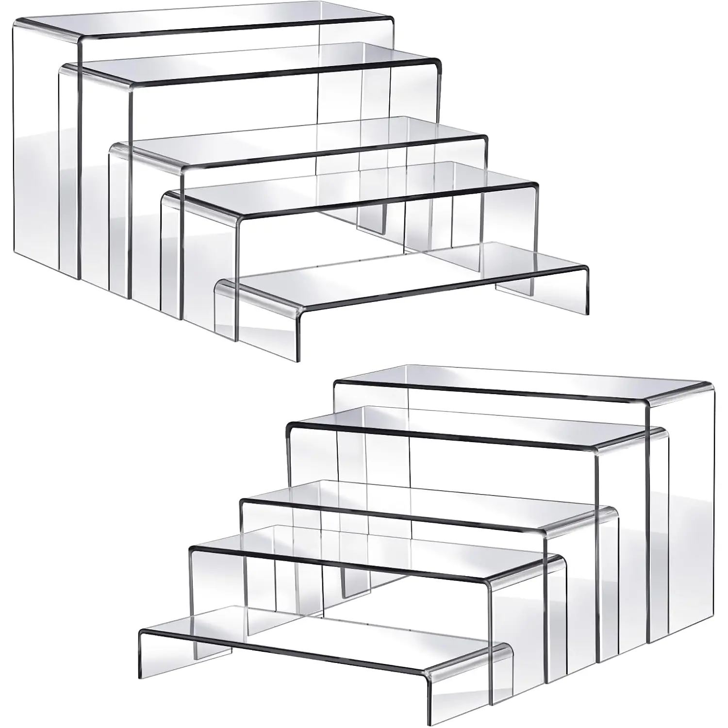 10Pcs 2 Set Acrylic Risers for Display Clear Perfume Organizer Stands Acrylic Display Risers for Show Figures, Cupcake, Jewelry, Toys, Perfume and More (Large Size) Fixwal