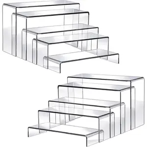 10Pcs 2 Set Acrylic Risers for Display Clear Perfume Organizer Stands Acrylic Display Risers for Show Figures, Cupcake, Jewelry, Toys, Perfume and More (Large Size) Fixwal