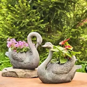 Magnesium Swan Planter Set of 2