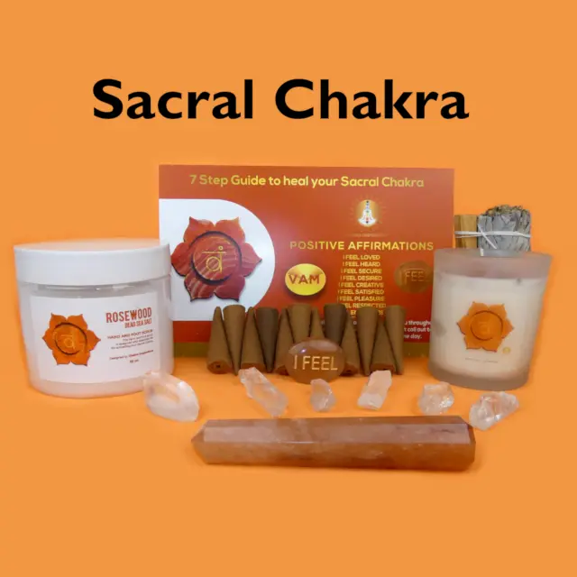 Sacral Chakra Healing Kit - Chakra: Crystals, Aromatherapy, Healing Guide, Prayers, Mudras, Meditation - Chakra for beginners
