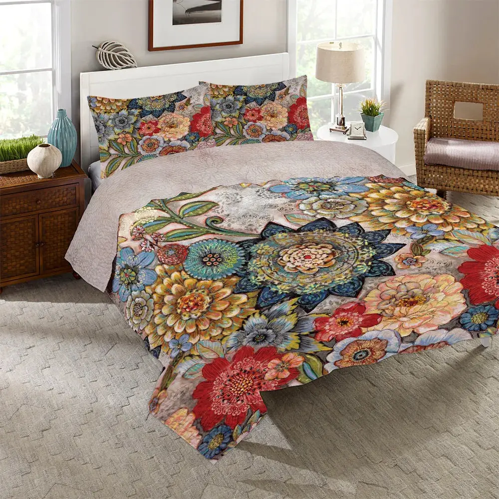 Boho Bouquet Reversible Quilt Set