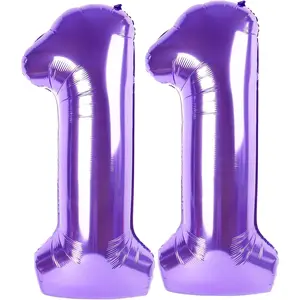Purple No.11 balloon 40 inches, No.11 balloon, No.11 purple birthday decoration, party supplies for 11 year old girl and boy