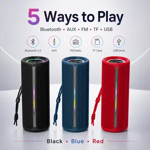 Portable Bluetooth Speaker, Wireless Stereo Sound with Dynamic RGB Lights, TF Card USB AUX FM Support, Long Playtime Speaker for Home Party Outdoor Travel, VOCH J26