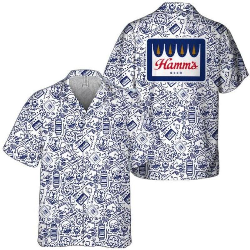 Hamm's Beer Summer Doodle Art Hawaiian Shirt, Gift for Dad, Father's ...
