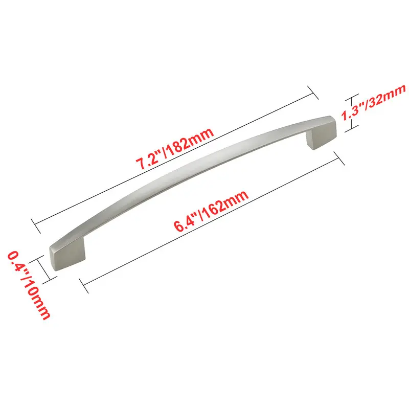 Utopia Alley HW291PLBN021-10 Apollo Pull Handle - Decorative Cabinet Drop Pull Handles for Cabinets and Drawers - Vintage Cabinet Hardware with Hand Finished Brushed Nickel - Metal Drawer Pull Handle, 6.4" Center to Center, 10 Pack