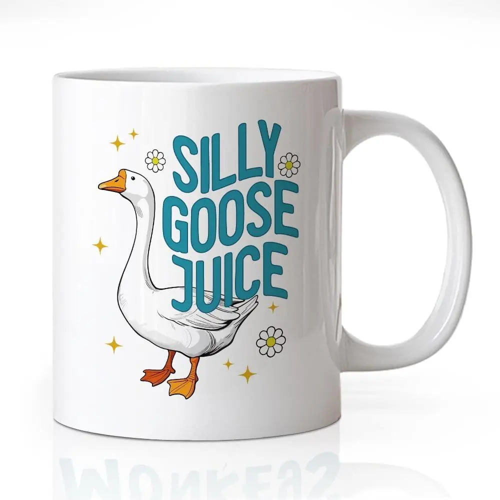 Silly Goose Juice 11 oz Funny Goose Ceramic Coffee Mug | Silly Goose Coffee Cup, Christmas Birthday Gifts for Gooses Lover Mom Sister Aunt Bestie Friend Coworker, Funny Goose Tea Cup