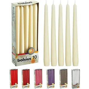 Ivory Taper Candles - 10 Pack Unscented 10 Inch Dinner Candle Set - 8 Hours Burn Time - Premium European Quality - Smokeless Dripless Candles for Household Wedding Party Home Décor