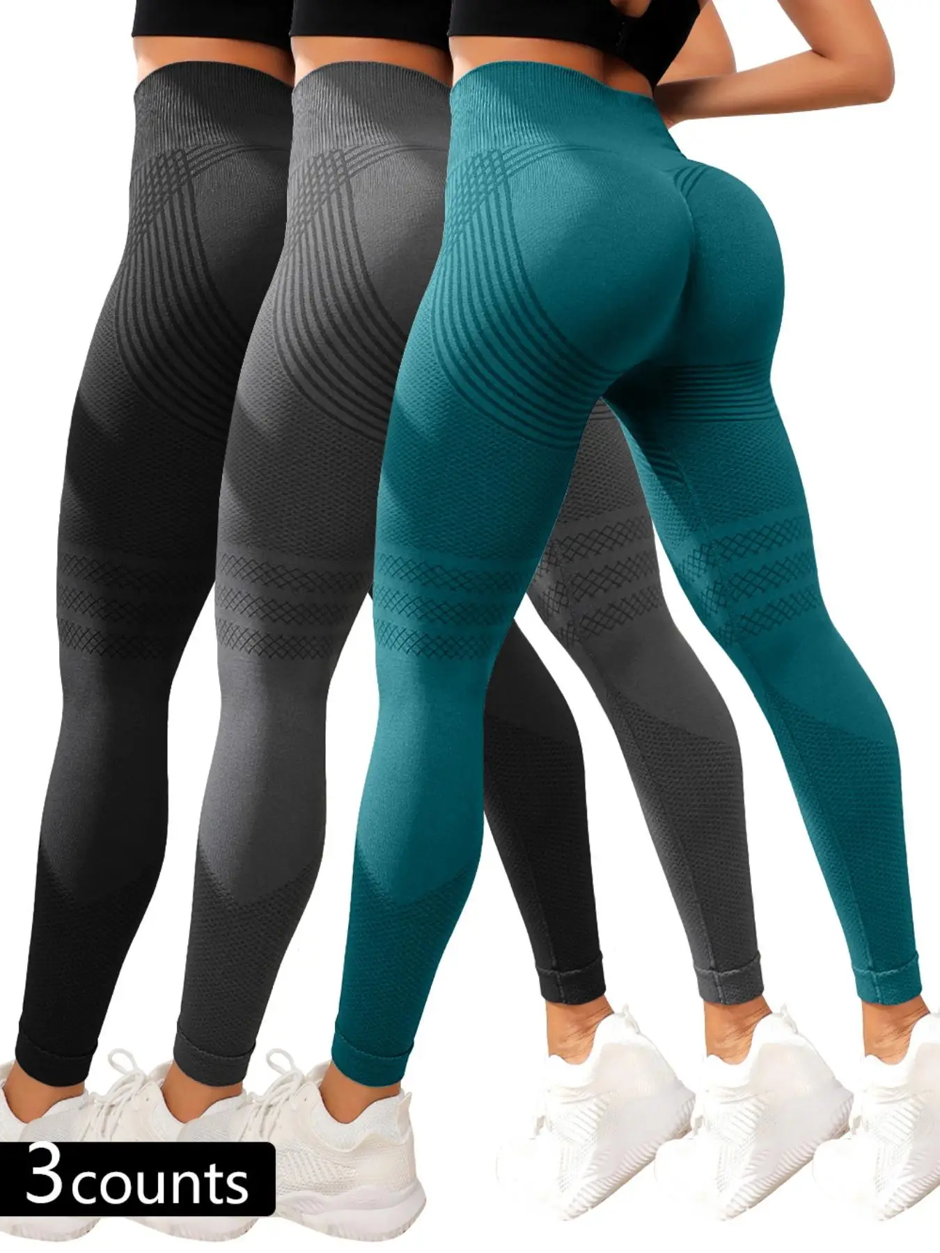 Women's Solid High Waist Sports Tummy Control Leggings, Casual High Stretchy High Waist Yoga Leggings, Ladies Sportswear for Indoor Outdoor Wear, Legg