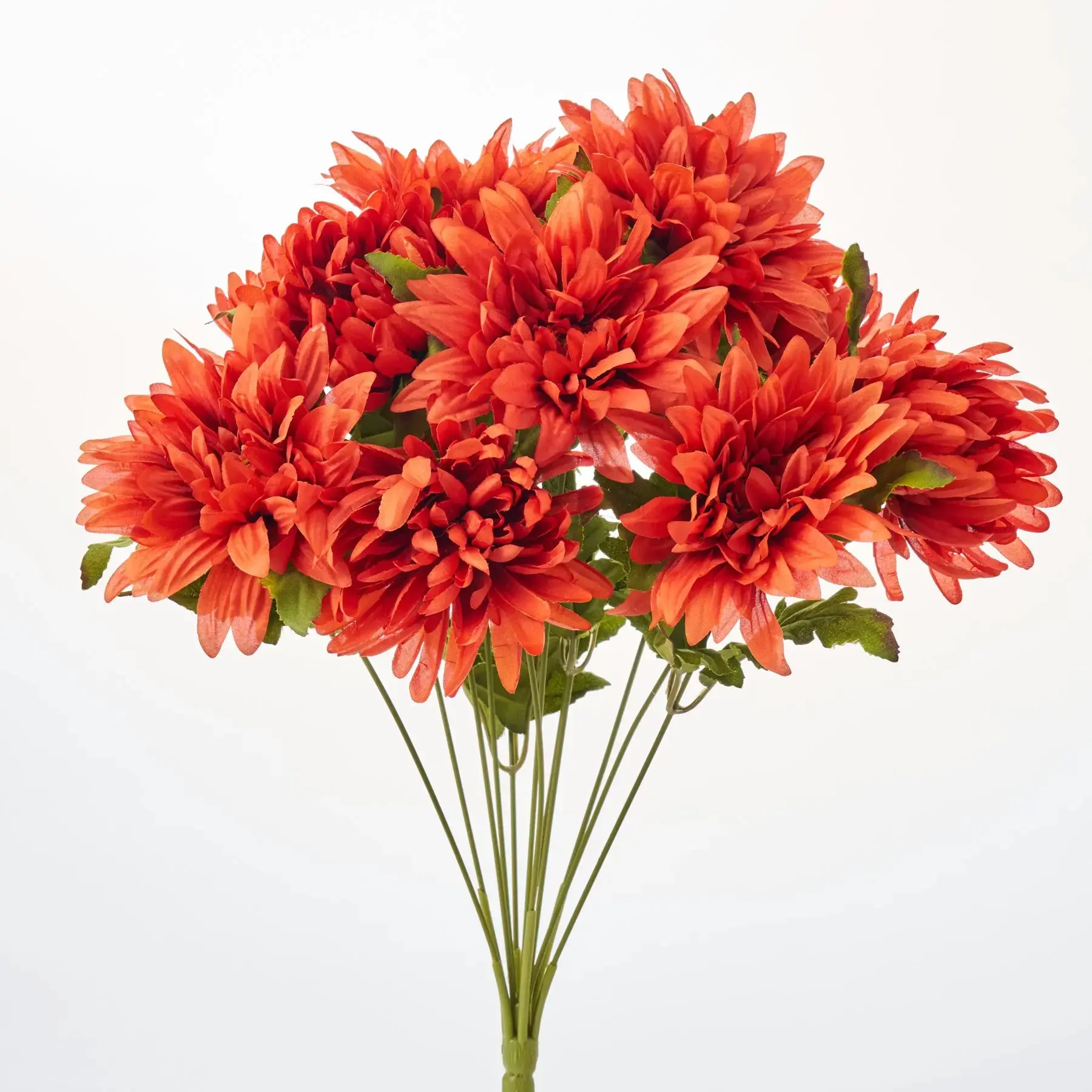 22" Rust Orange Chrysanthemum & Dahlia Fall Floral Bush Bouquet - Decorative Flower Arrangement for Room Decor