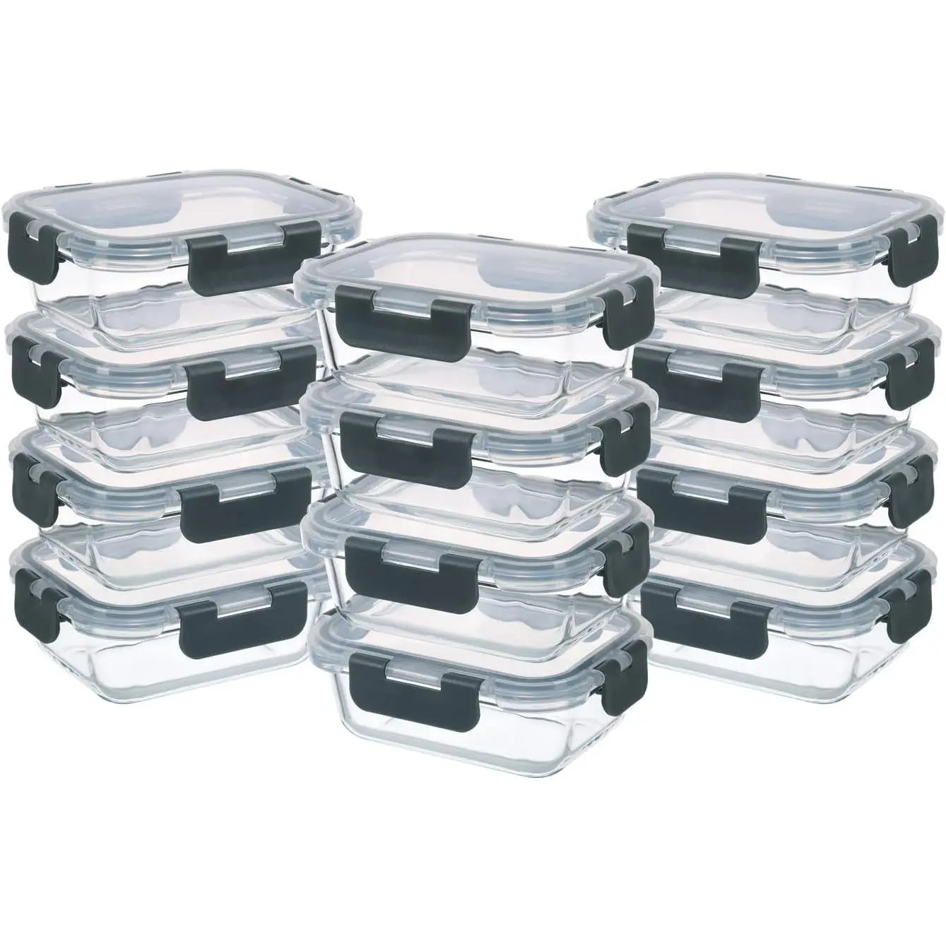 24-Piece Small Glass Food Storage Containers with Airtight Lids, 1.5 Cup Meal Prep Container Set, Microwave & Dishwasher Safe, Leak-Proof, BPA-Free, Gray