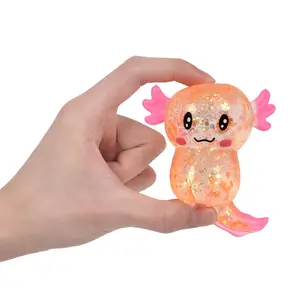 Orange Long-Tailed Axolotl Squishy Stress Ball Squishies - Soft-Touch Fidget Toy for Stress Relief, Hand Strength Training, Party Gift Fillers