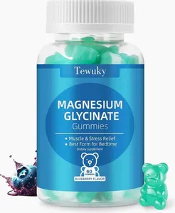 Magnesium Glycinate Gummies 500mg, Sugar-Free for Adults & Kids, Magnesium Gummies for Sleep, Stress & Muscle Relief, Supports Bone & Nerve Health, Vegan, Pectin-Based, 60 Count, Blueberry Flavor