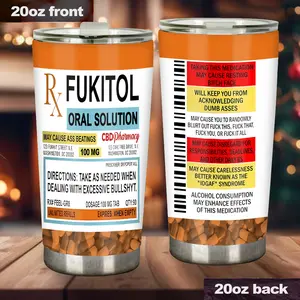 Funny Fukitol Oral Solution Tumbler Coffee Mug Funny Gift Mug For Friends, Coworkers, Humor, Sarcasm, Vacuum Flask-Funny Gift Tumbler -  tumbler water bottle Drinkware Flasks Stylish