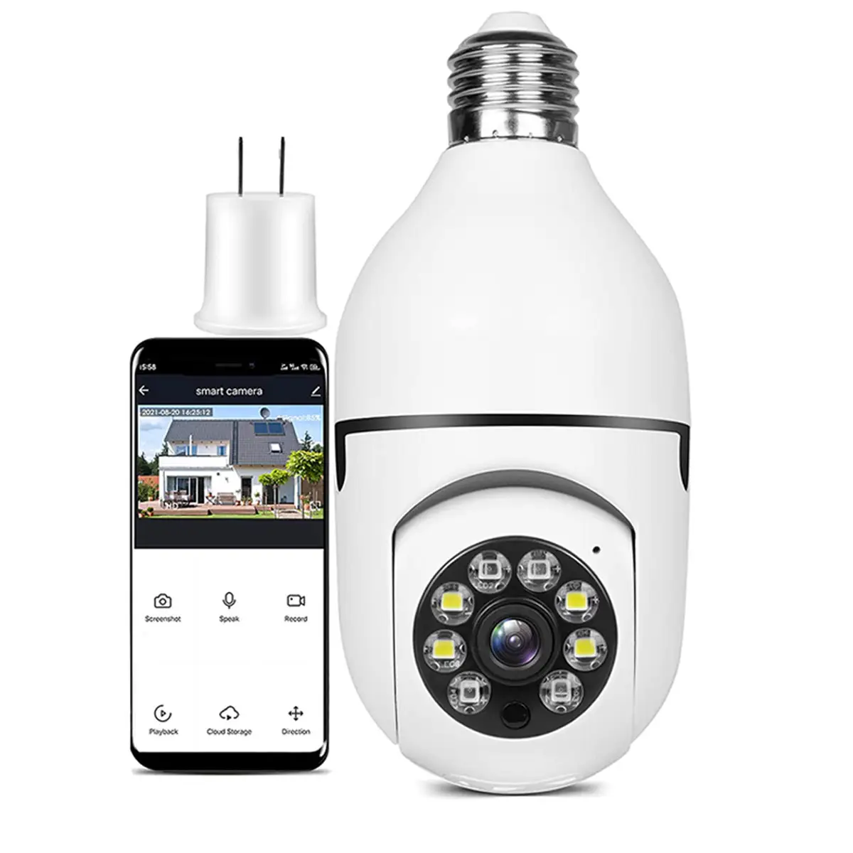 1080P Light bullb camera,Wireless WiFi Outdoor Home IP Camera E27 360 Degree Panoramic,Motion Detection and Alarm,Two-Way Audio,Night Vision Security