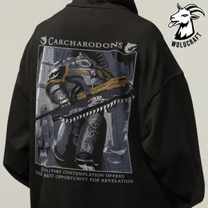 Carcharodons Hoodie "Solitary Contemplation Reveals Truth", Warhammer40k, Space Sharks Chapter, Unisex Hoodie, Sci-Fi Fan Gift, Warhammer Apparel, Silent Hunters Style