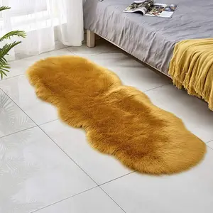 24"x71" Faux  Area Rug -Shaggy Sheepskin  Carpet Art Rugs Chic Floor Mat Bedroom Living Room Nusery Decor Mustard