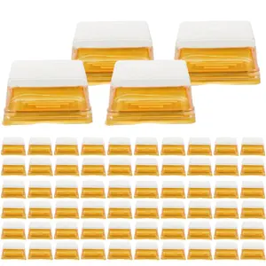 150 Pack Plastic Blister Egg Yolk Crisp Box 2.68 Inch Square Bakery Box with Clear Lid for Moon Cake Pastries Food Storage