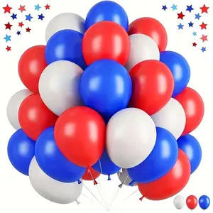 36pcs 10 inch national flag color scheme, red, white, dark blue latex balloons, party supplies, carnival, wedding, birthday, shower, anniversary, federal day, national day, independence day universal decorative balloon gift