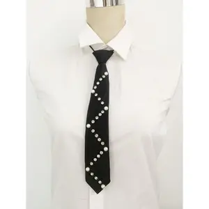 Faux Pearl Decorated Tie Fashionable Necktie for Women & Men Casual Versatile Accessories for Daily Wear Business Party Performance Cosplay
