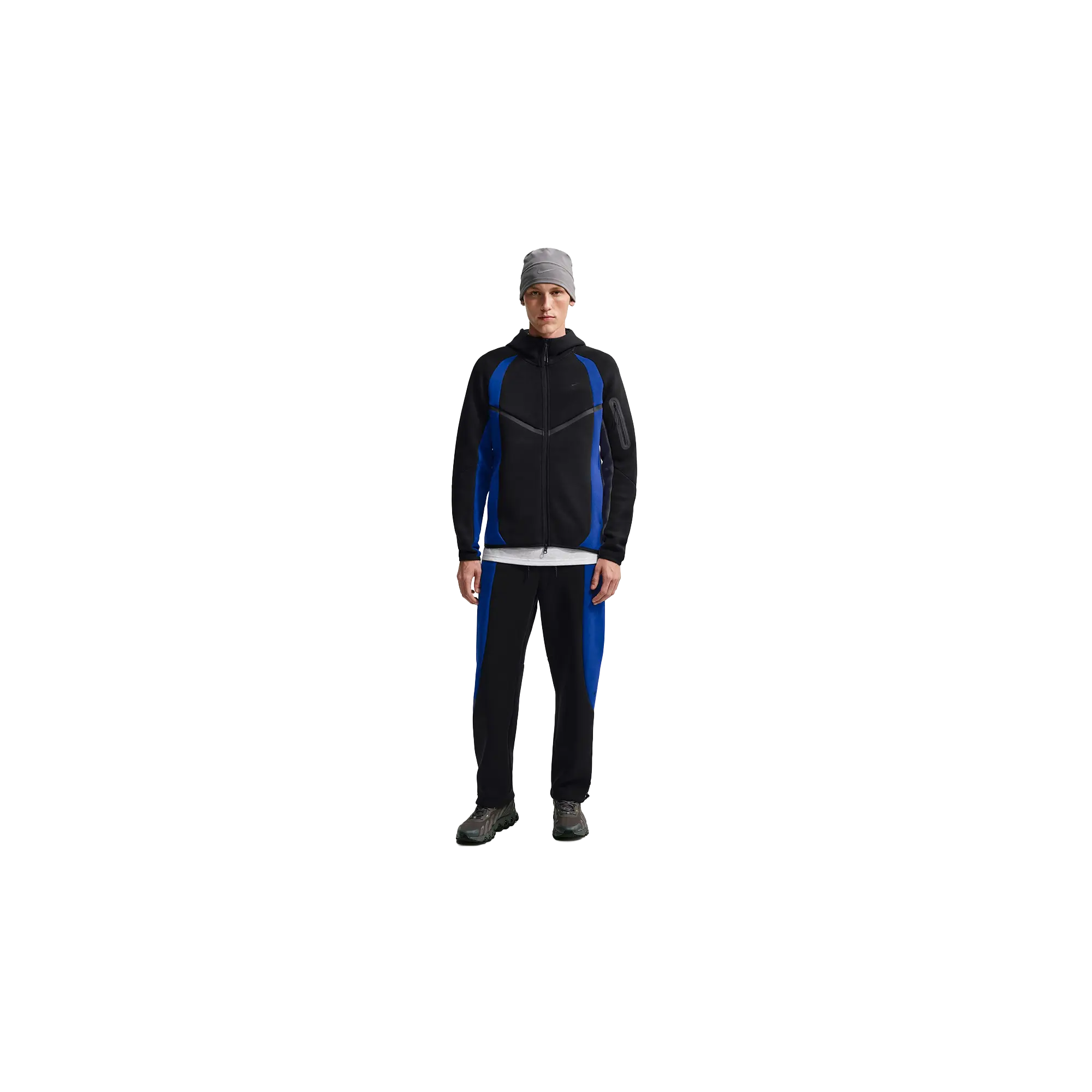 Tech Colour-Block Full-Zip Fleece Windrunner Jacket "Black / Old Royal / Black" IF1325 013