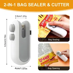 Plastic Bag Resealer Snacks Mini Bag Sealerrechargeable 2 In 1 Bag Heat Sealer With Cutterfor Chip   Bag Resealer Machine For Plastic Bags Food Snack Storage
