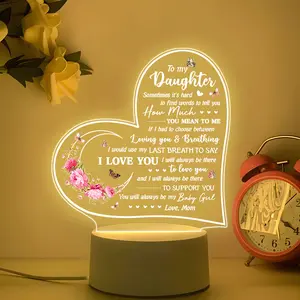 Acrylic Decorative Night Light Gift for Daughter, Sentimental Birthday Graduation Wedding Christmas Present, Unique LED Light Lighting Accessory