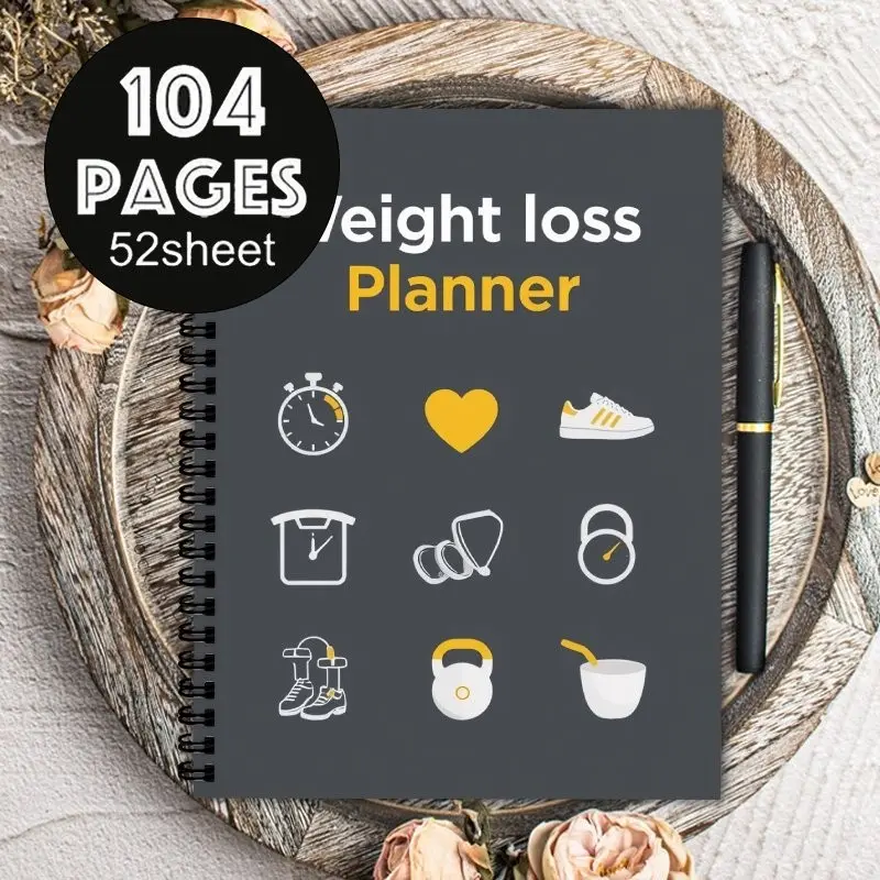 A5 Weight Loss Journal, Daily Activity Tracker, Spiral Binding, Workout Log, Diet Tracking, Home Use, Goal Setting, for Men and Women, Planner
