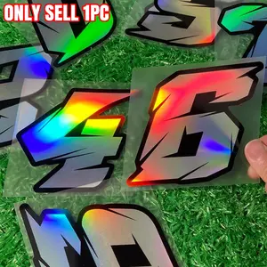 Laser Number Sticker, Racing Style Waterproof Sun Protection Number Decals, Suitable for Motorcycle Tanks, Front Windshields, Helmets, Car Windows, Decals Stickers, Hologram Stickers, Car Decorations, Sticker for Cars, Universal Car Sticker