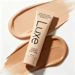Luxe color changing foundation instantly matches skin tone, adjustable coverage, 12-hour lasting wear with natural dewy makeup finish