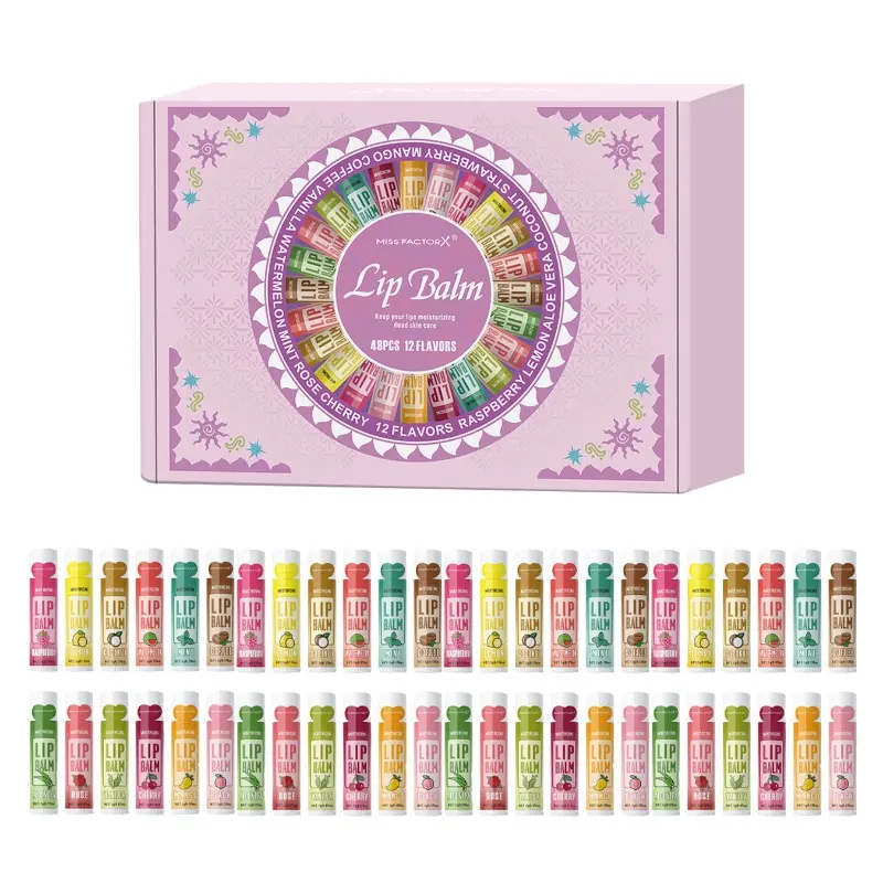 48PCS/Box Moisturizing Lip Balm Set - Lip Care Products, Hydrating, Deep Moisture, Nourishing, Lip Moisturizer, Christmas Gift Gift Set