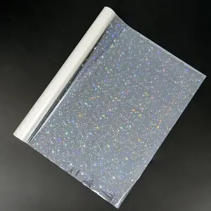 BOPP Holographic Precoated Film 22x500cm; Clear Waterproof Scratch-Proof Thermal Laminating Film Roll Compatible with Laminators for DIY Paper Crafts