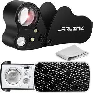 JARLINK 2 Pack Jewelers Loupe, 30X 60X 90X Illuminated Jewelers Eye Magnifier and Magnifying Glass Loop with UV Black Light and Bright LED Light for Gems, Jewelry, Diamond, Coins, Stamps (Black)