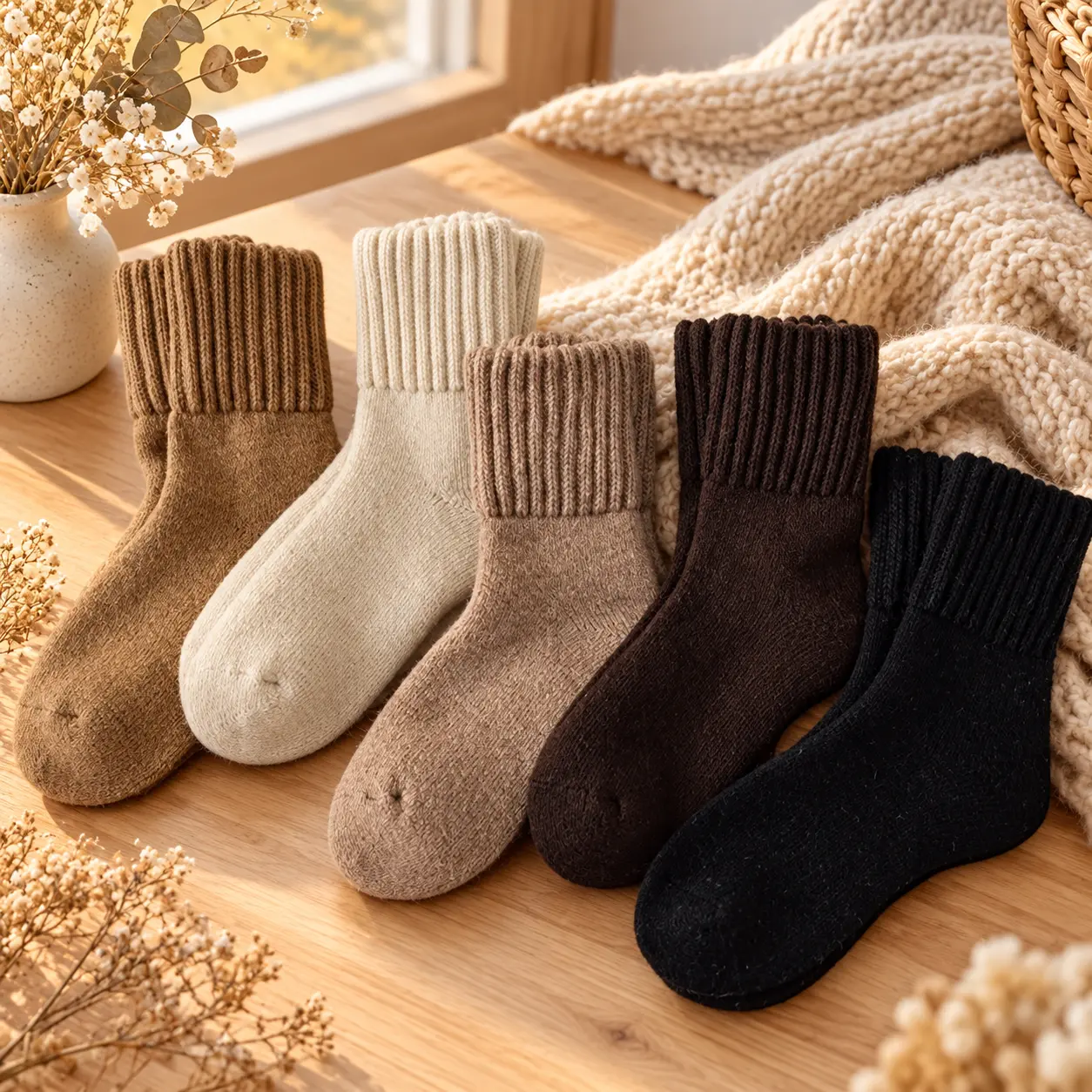 Women's Solid Mid-Calf Polyester Socks - Casual, Soft, Warm Basic Socks for Fall, Winter Everyday Use & Party Gifting (Home & Festive Party Supplies)