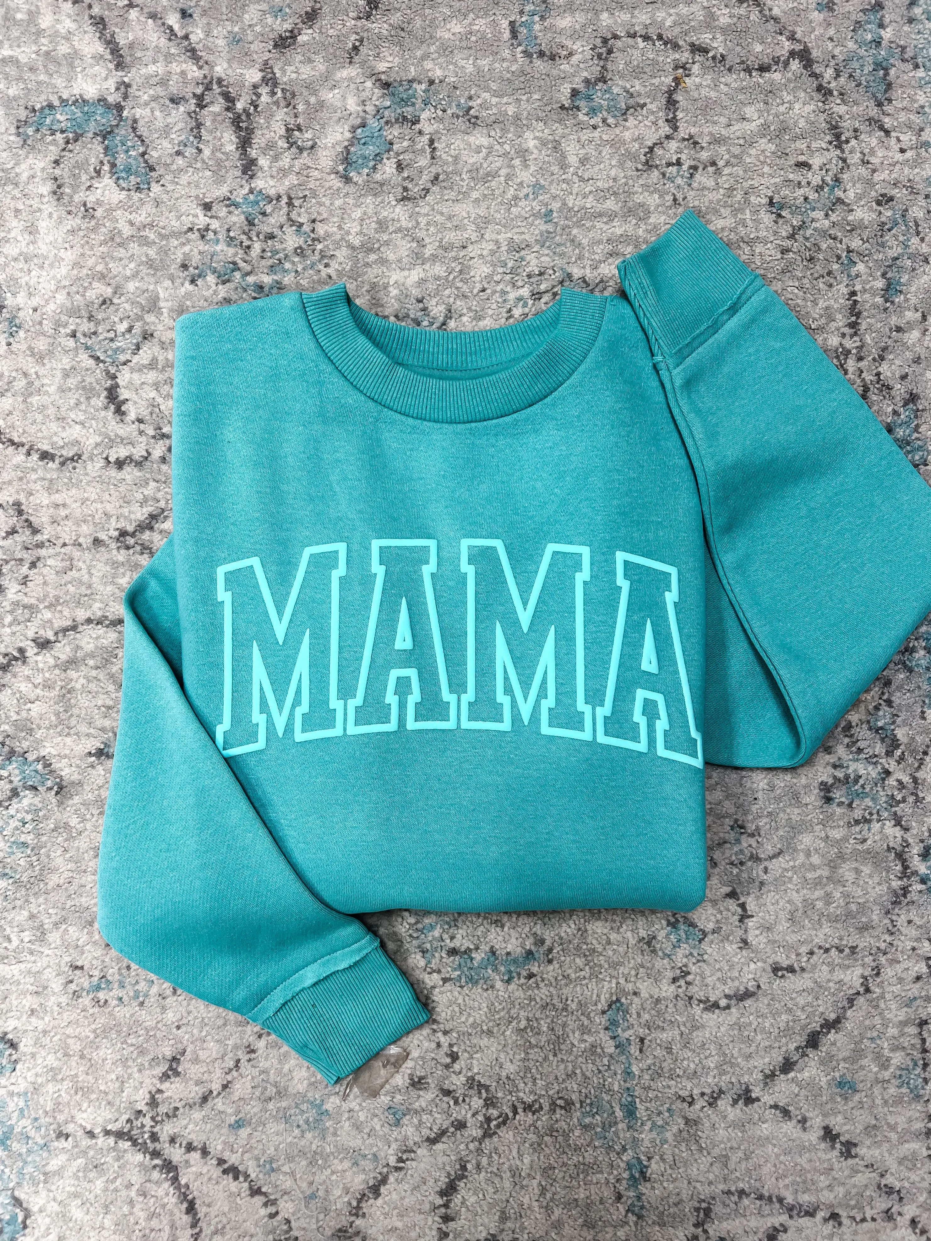READY-TO-SHIP "MAMA" *Puff Ink* Tunic Sweatshirt - MINT