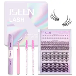 Natural Mixed Length Eyelash Set, V-Shape Lower Lashes, 20D & 30D & Fish Tail, Self-Adhesive False Eyelashes Kit, Beginner Professional Set, Fluffy False Eyelashes, Eyelash Clusters, DIY Lash Kit, Individual Lash Clusters, Eyelash Extensions