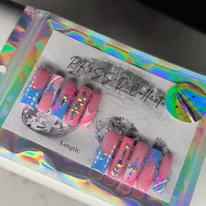 Pink Christmas Nail Set for Festive Manicure